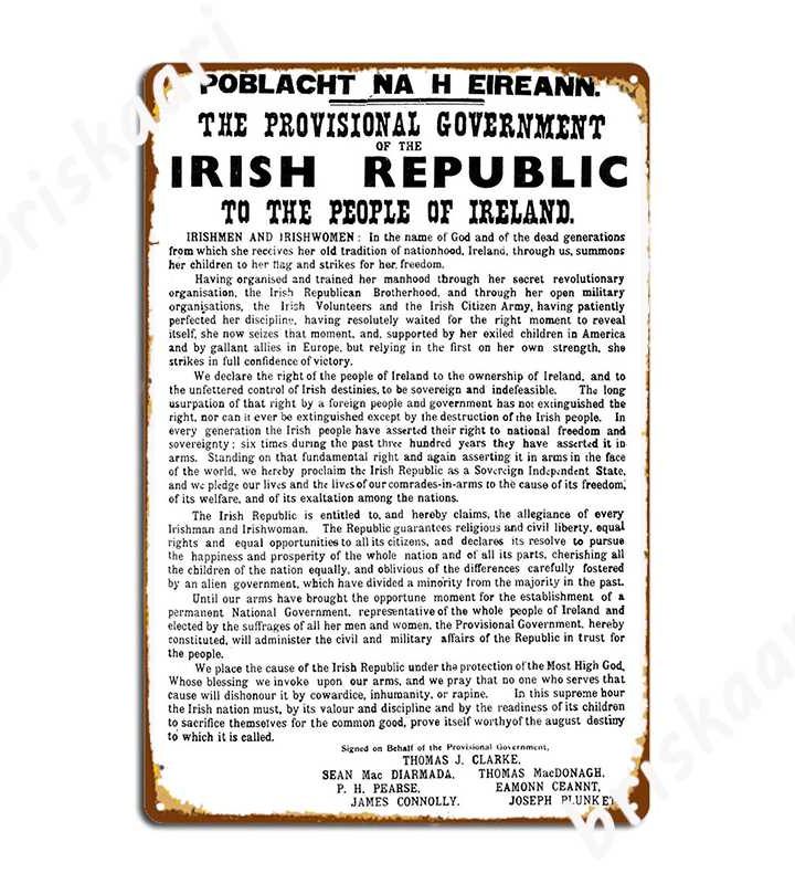 Proclamation Metal 1916 Plaque Poster