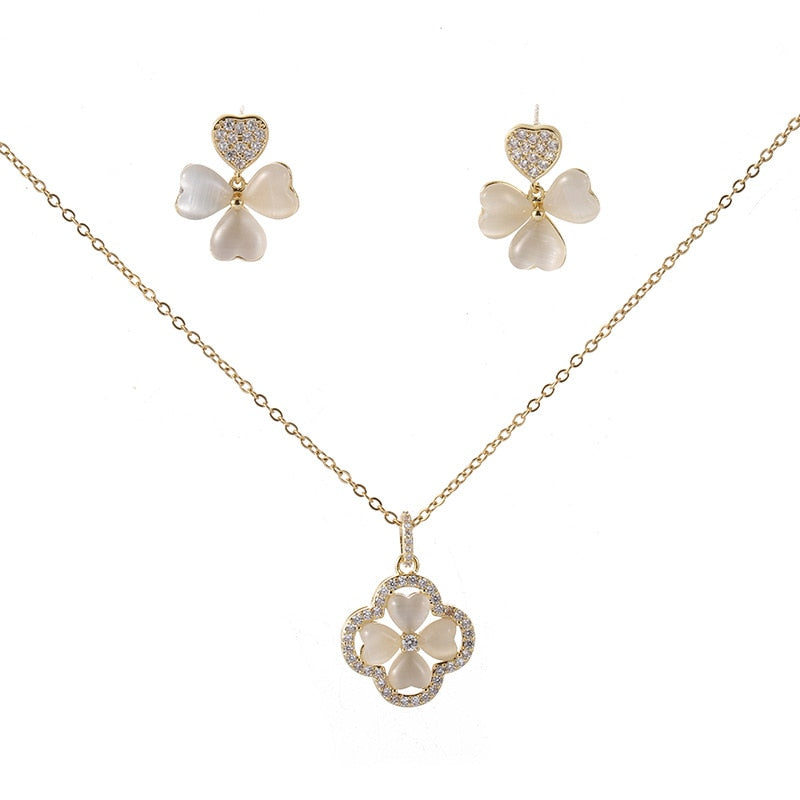 Four Leaf Clover Necklace & Ear Ring Set Four Leaf Clover Necklace & Ear Ring Set - Image 7