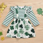 Long Sleeve Kids Clover Print Skirt