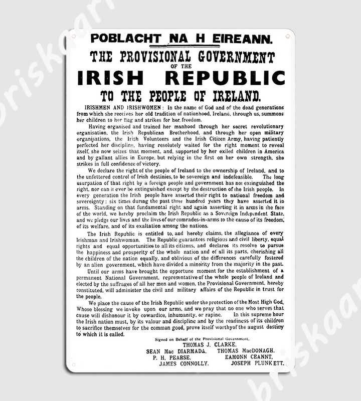 Proclamation Metal 1916 Plaque Poster