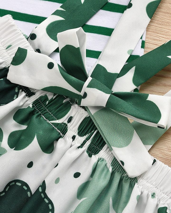 Long Sleeve Kids Clover Print Skirt