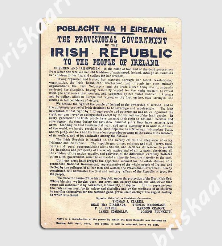 Proclamation Metal 1916 Plaque Poster