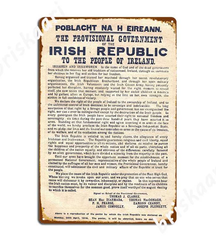 Proclamation Metal 1916 Plaque Poster