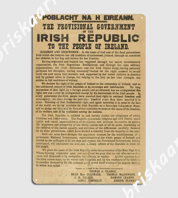 Proclamation Metal 1916 Plaque Poster