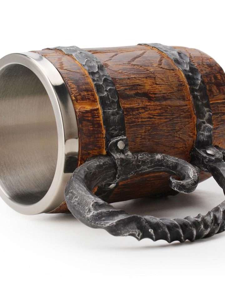 Alternative view of Stainless Steel Wooden Barrel Beer Mug