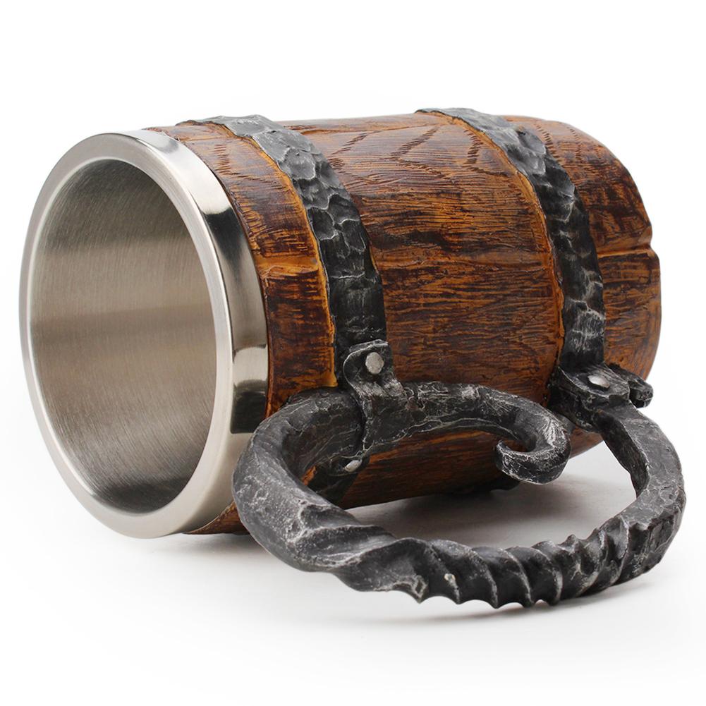 Stainless Steel Wooden Barrel Beer Mug Stainless Steel Wooden Barrel Beer Mug - Image 2