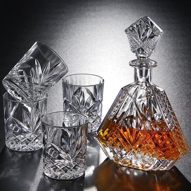 Crafted Glass Whiskey Decanter Set with 20/21 Old Fashioned Glasses Crafted Glass Whiskey Decanter Set with 20/21 Old Fashioned Glasses - Image 2