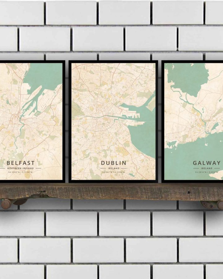 Dublin Belfast Galway Kilkenny Map Poster