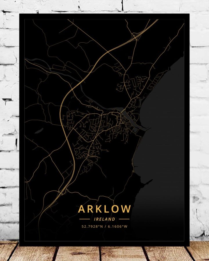 Louth Arklow Ireland Map Art Print