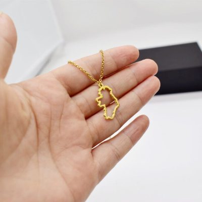 Irish Map Necklace with Heart Cutout – Gold & Silver Plated Irish Map Necklace with Heart Cutout – Gold & Silver Plated
