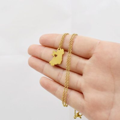 Alternative view of Irish Map Necklace with Heart Cutout – Gold & Silver Plated