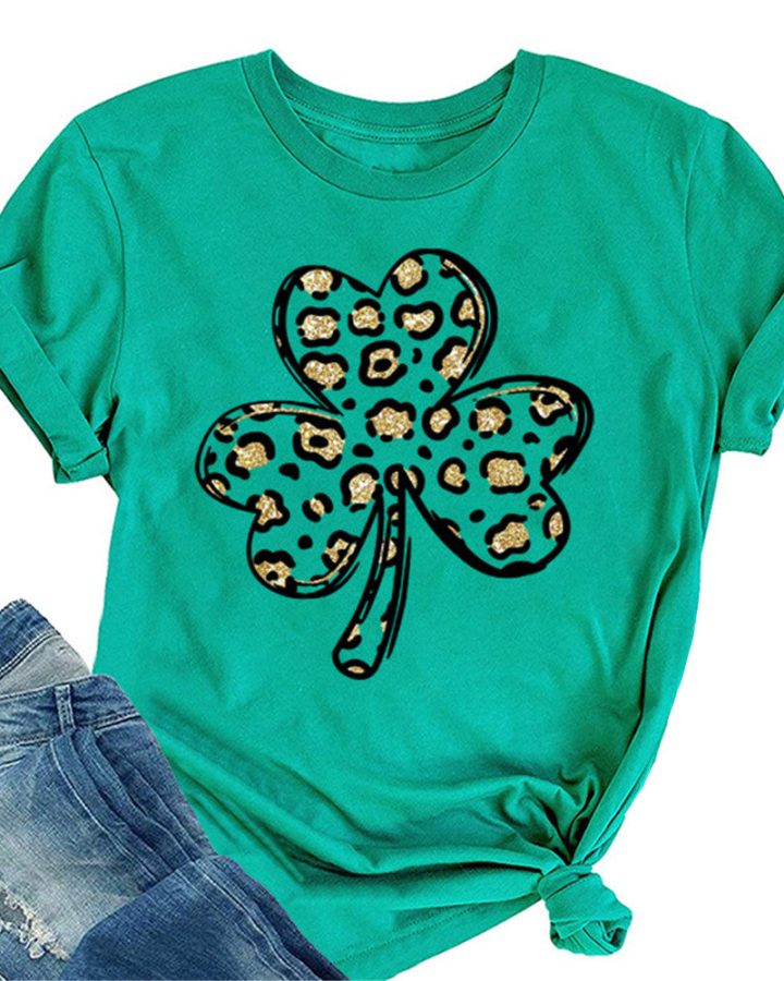 Trendy Irish Tee Shamrock Graphic T-shirt 