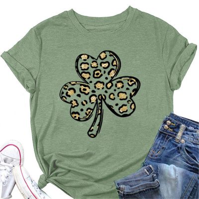 Trendy Irish Tee Shamrock Graphic T-shirt 