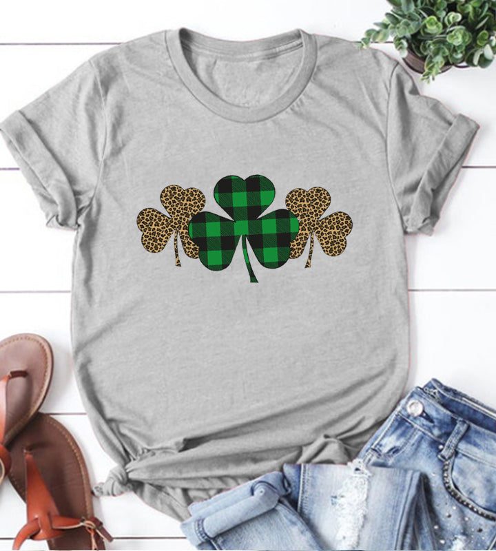 Trendy Irish Shamrock Tee Plaid T-shirt
