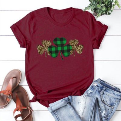 Trendy Irish Shamrock Tee Plaid T-shirt