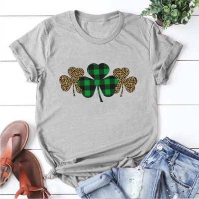 Trendy Irish Shamrock Tee Plaid T-shirt