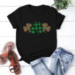 Trendy Irish Shamrock Tee Plaid T-shirt
