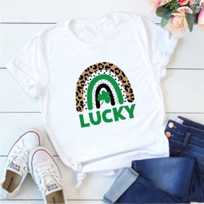 Alternative view of Lucky Leopard 2023 Rainbow Shamrock T-Shirt