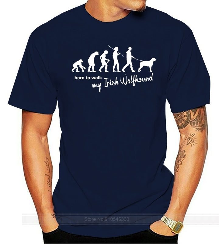 Man Dog Walking Irish Wolfhound T-Shirt