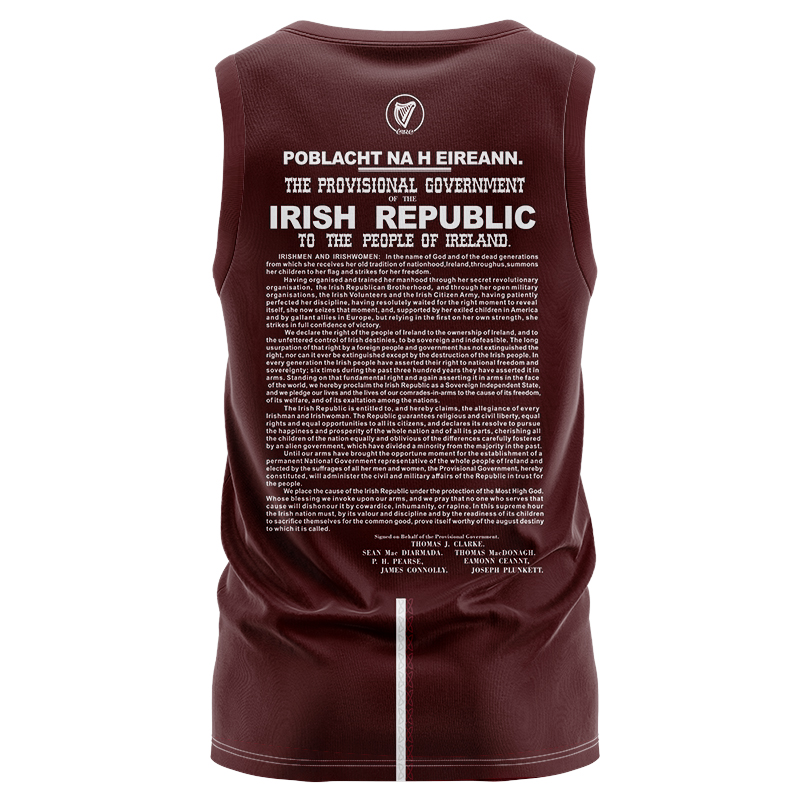 1916 Commemoration Football Sleeveless Jersey Irish Sleeveless Vest