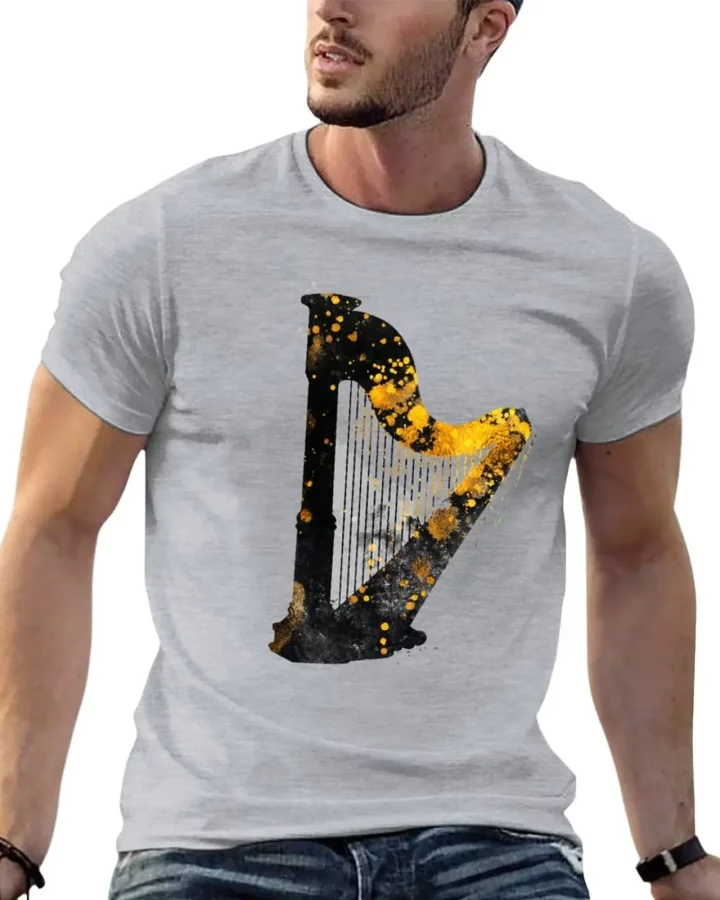 Gold Accented Irish Harp Art T-Shirt