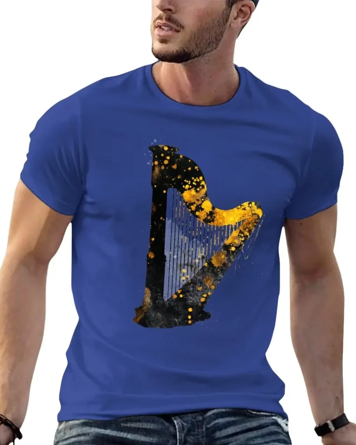 Gold Accented Irish Harp Art T-Shirt