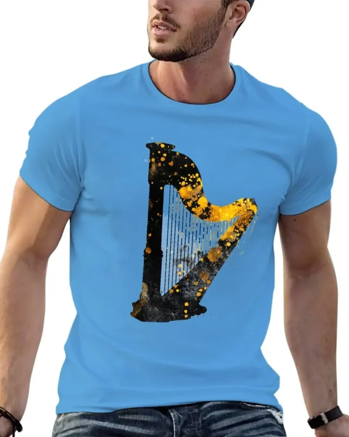 Gold Accented Irish Harp Art T-Shirt