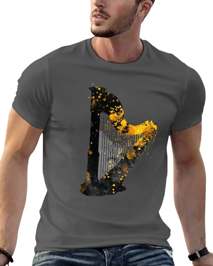 Gold Accented Irish Harp Art T-Shirt