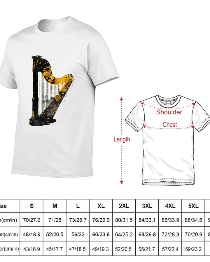 Alternative view of Gold Accented Irish Harp Art T-Shirt