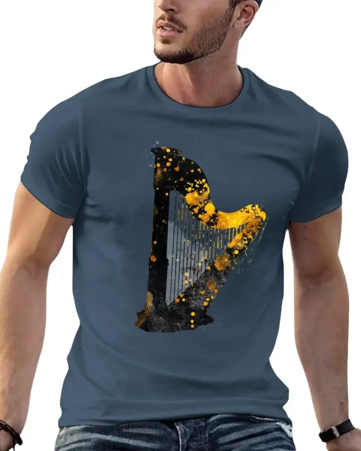 Gold Accented Irish Harp Art T-Shirt