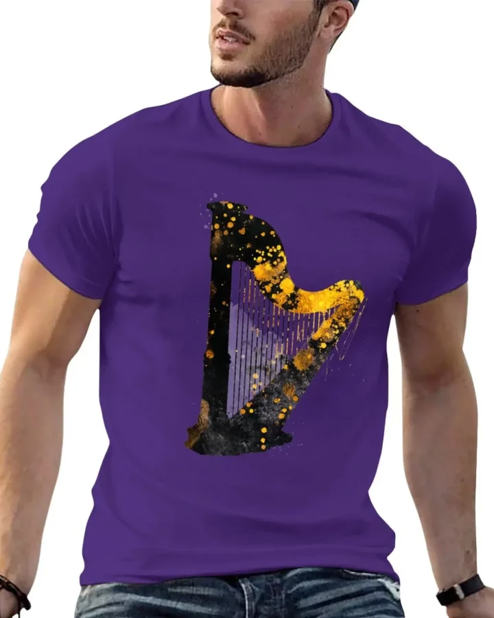 Gold Accented Irish Harp Art T-Shirt
