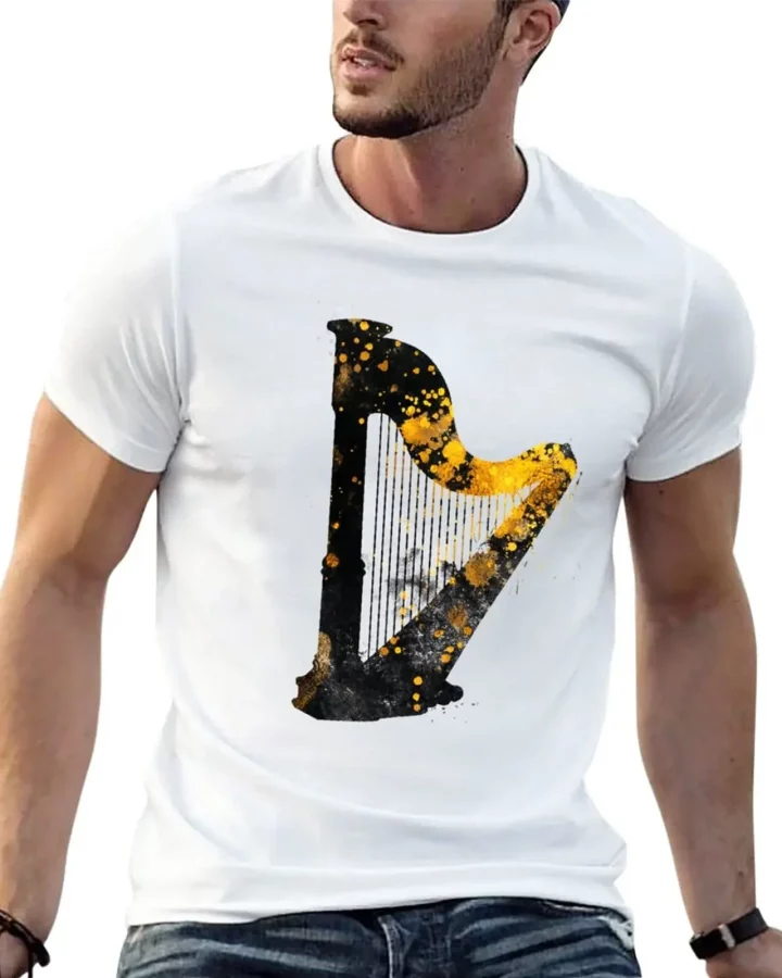 Gold Accented Irish Harp Art T-Shirt