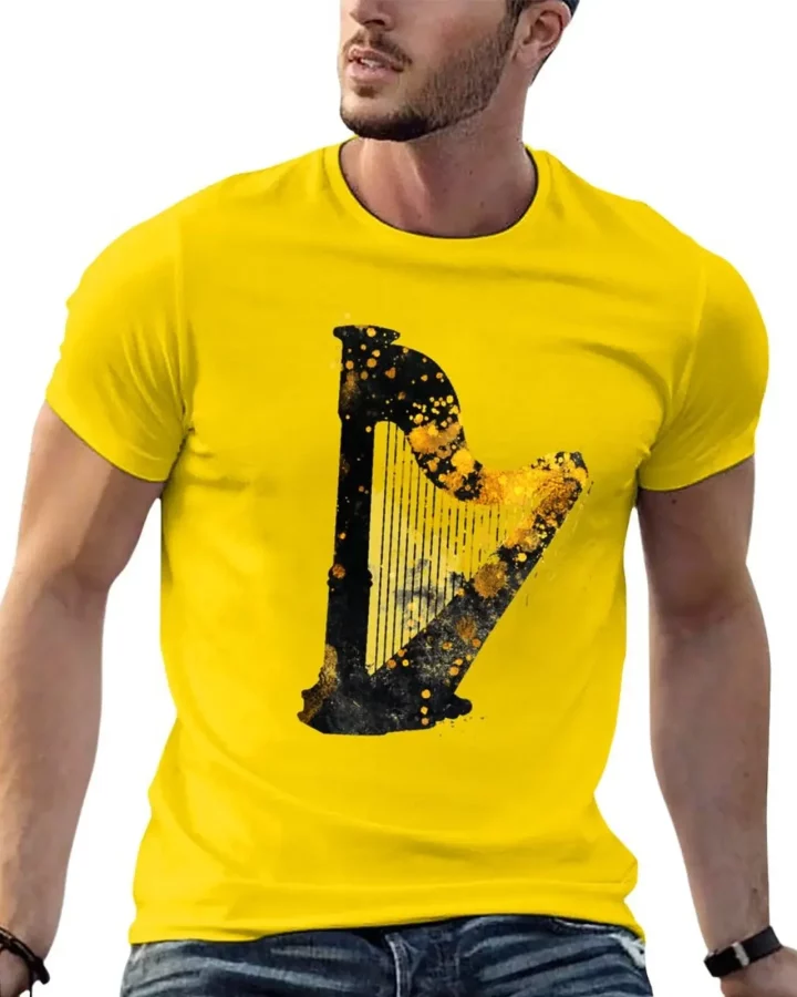 Gold Accented Irish Harp Art T-Shirt