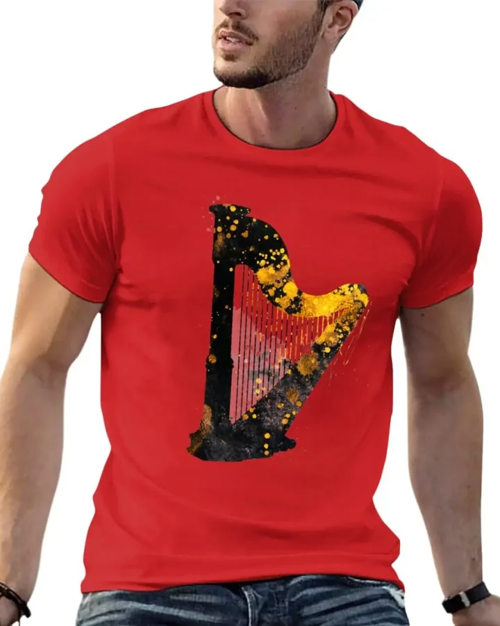 Gold Accented Irish Harp Art T-Shirt