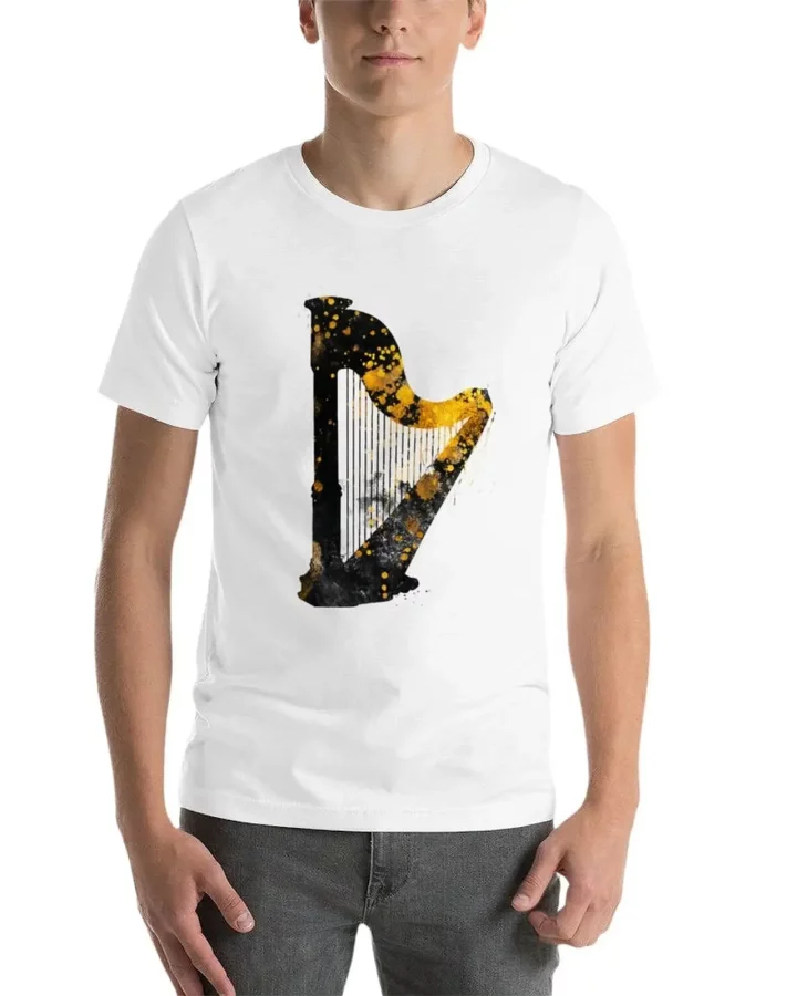 Gold Accented Irish Harp Art T-Shirt