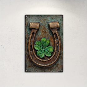 Vintage Irish Harp Clover Wall Décor – Rustic