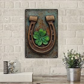 Vintage Irish Harp Clover Wall Décor – Rustic