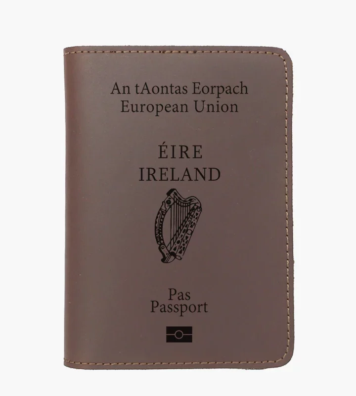 Handmade Irish Passport Cover – Éire Ireland Leather Travel Wallet