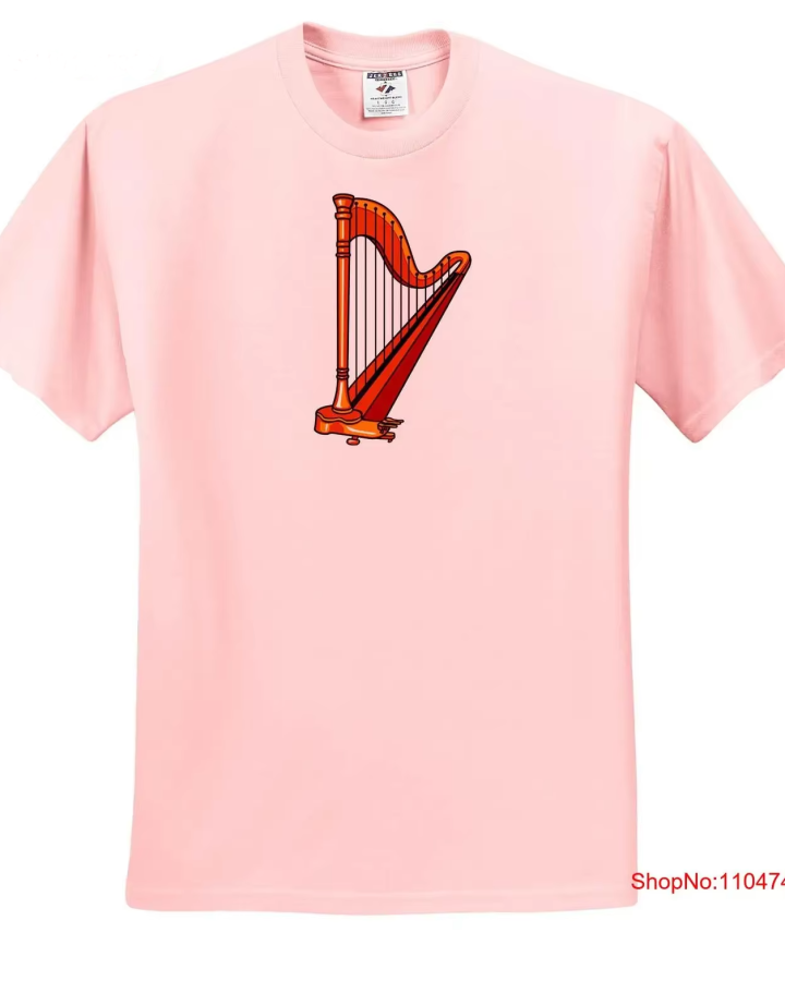 Pink Harp Design Graphic T-shirt