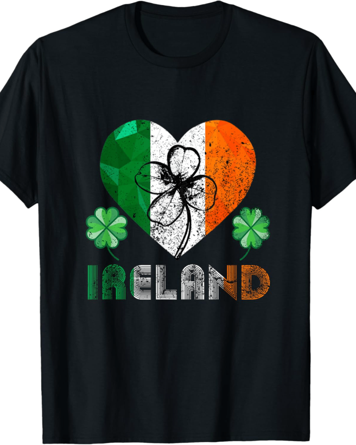 Ireland Heart Flag T-Shirt – Irish Shamrock Love Tee