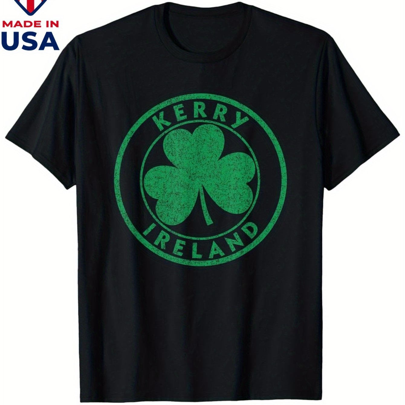Vintage Kerry Ireland T-Shirt with Green Shamrock Print Vintage Kerry Ireland T-Shirt with Green Shamrock Print