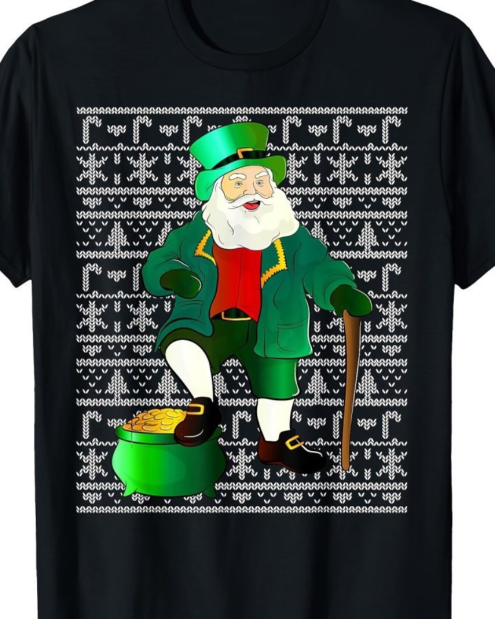 Ireland Christmas Party T- Shirt – Santa Gold Pot Graphic Tee