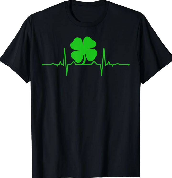 Irish Heartbeat Clover T-shirt – Celebrate Irish Pride and Culture