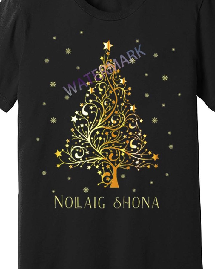 Nollaig Shona Irish T-Shirt – Golden Christmas Tree Tee