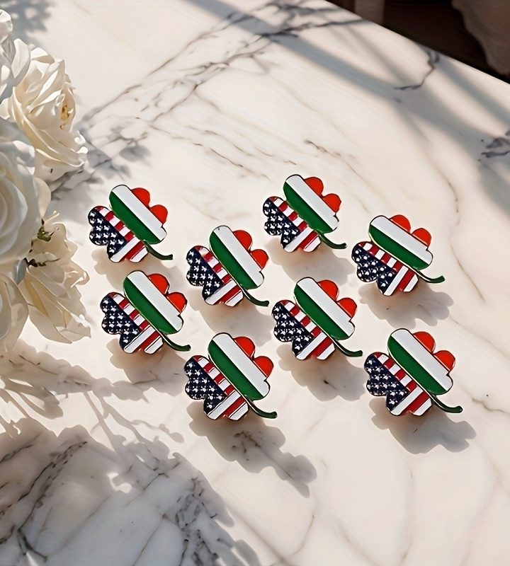 Irish-American Dual Flag Clover Lapel Pin