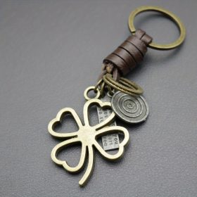 Men Lucky Four-Leaf Clover Key Ring