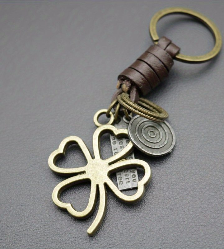Men Lucky Four-Leaf Clover Key Ring