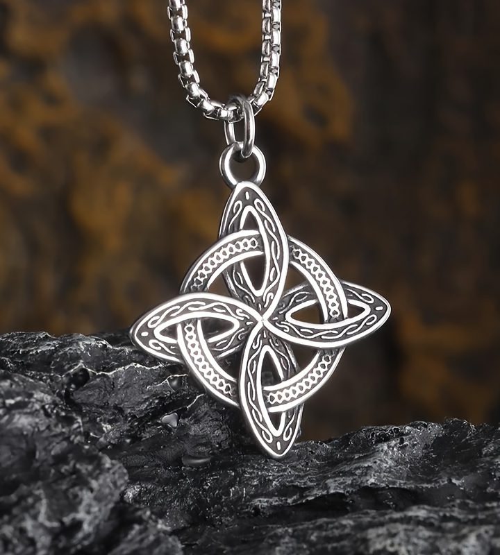 Retro Irish Celtic Knot Pendant Silver Necklace