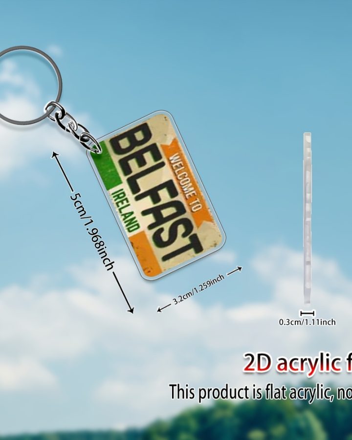 2D Acrylic Belfast Northern Ireland Keychain