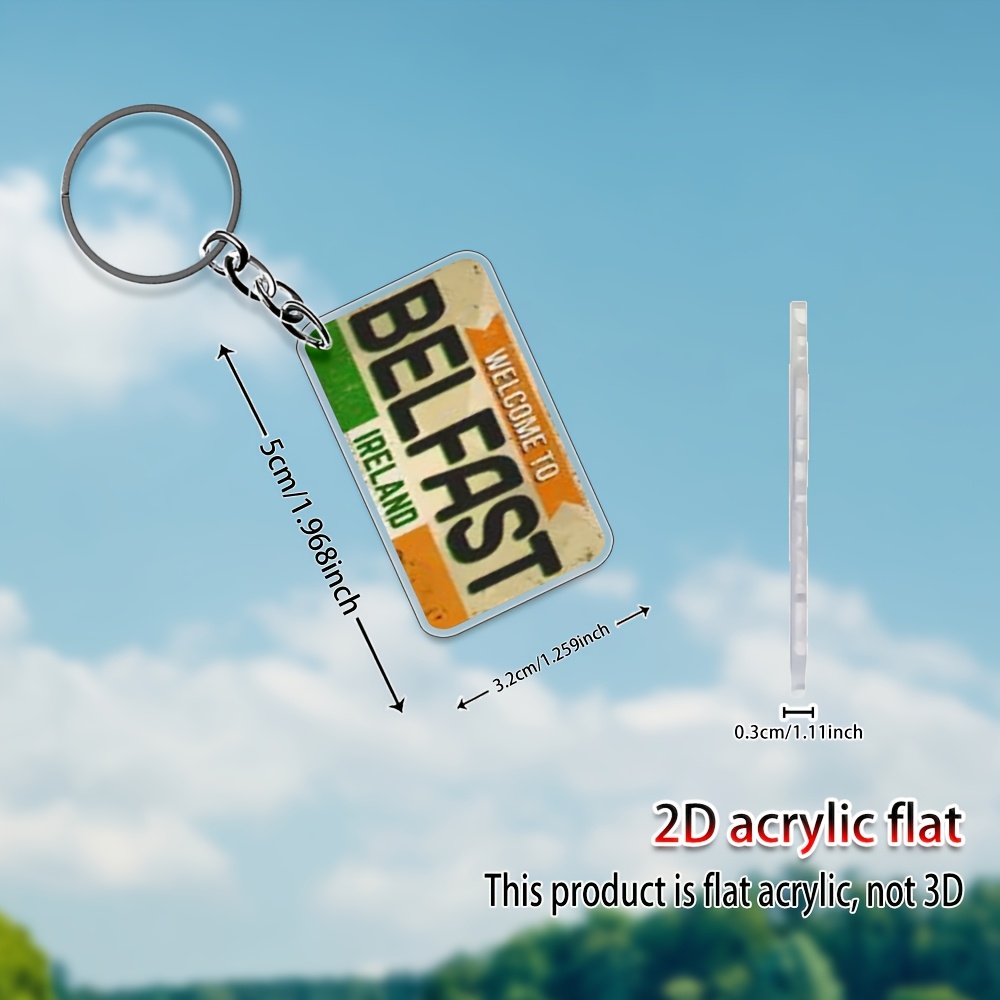 2D Acrylic Belfast Ireland Keychain 2D Acrylic Belfast Northern Ireland Keychain